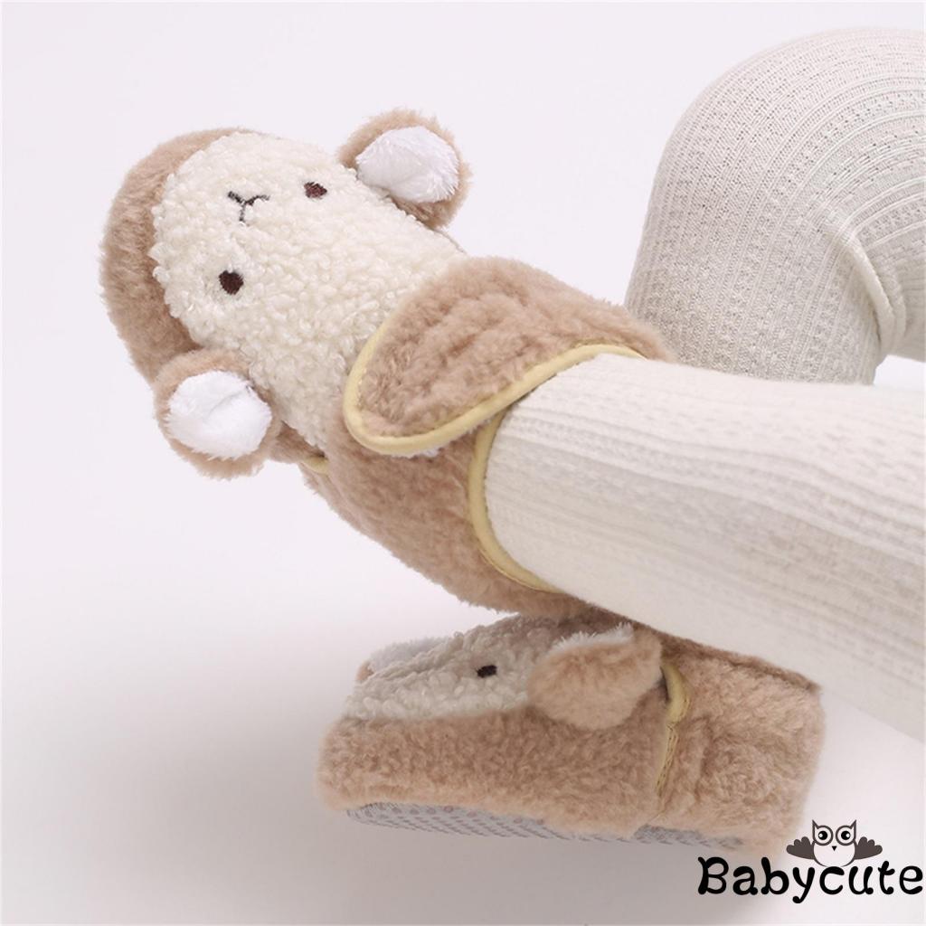 Giày Bốt Đi Tuyết Đế Mềm Chống Trượt In Hình Cừu Hoạt Hình Dành Cho Trẻ Sơ Sinh