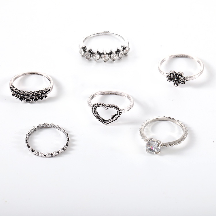 Set 6 Nhẫn Hoa Tình Yêu Thời Trang Cổ Điển