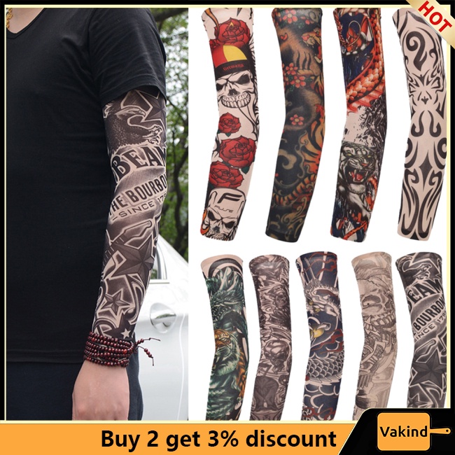 2 Ống Tay Áo Chống Nắng Tia uv Họa Tiết Hình Xăm Dành Cho Nam Nữ