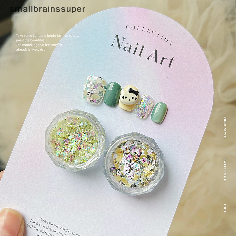 Smallbrainssuper 1 Hộp Phụ Kiện Trang Trí Móng Nghệ Thuật Mùa Hè Hình Hoa Ngôi Sao Lấp Lánh diy