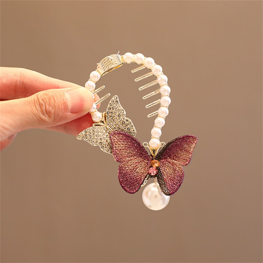 Lưng Kẹp Tóc Hình Hoa / Bướm Đính Ngọc Trai Giả Thời Trang Cho Nữ