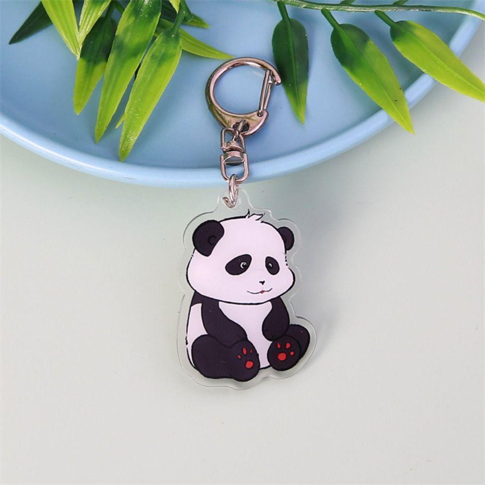 Lanfy Móc Chìa Khóa acrylic Hình Gấu Trúc Hoạt Hình Vui Nhộn diy