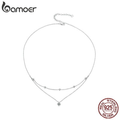 Bamoer Vòng cổ Bạc 925 Hai Lớp Thời Trang Dành Cho Nữ MSN023