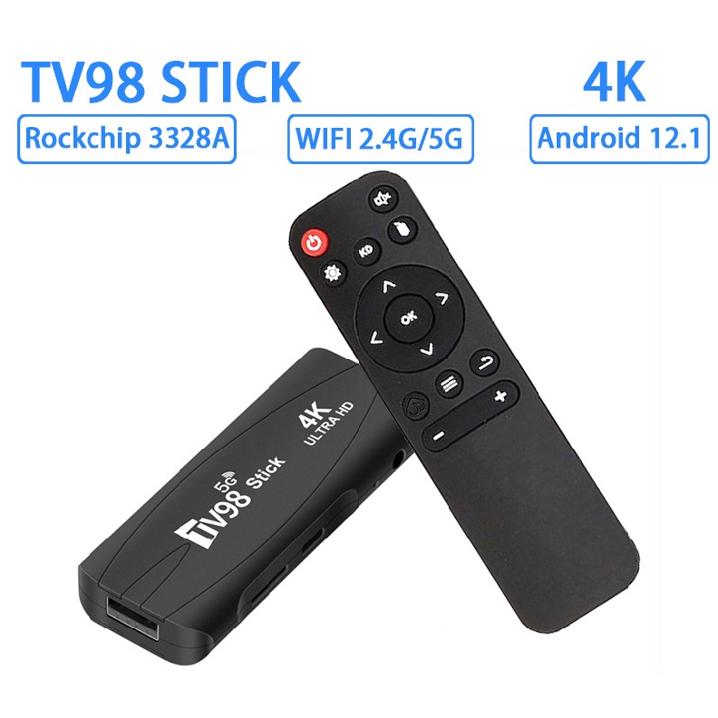 TV98 TV Stick Android12.1 2.4G 5G Dual WiFi Android Smart TV Box 4K 60Fps