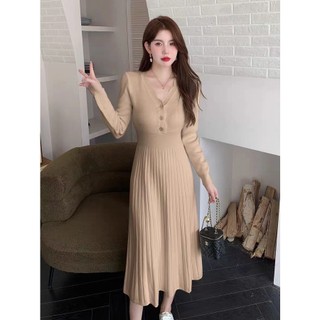 Đầm Đan Len Tay Dài Ôm Eo 63188