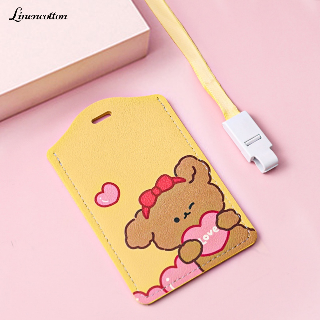 Túi Đựng Thẻ Xe Buýt Đa Năng Bằng Vải Lanh Cotton Thiết Kế Hoạt Hình Dễ Thương Có Dây Đeo Tiện Lợi Dành Cho Học Sinh