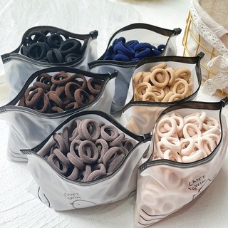 Set 50 / 100 dây thun buộc tóc co giãn màu trơn đơn giản dành cho nữ
