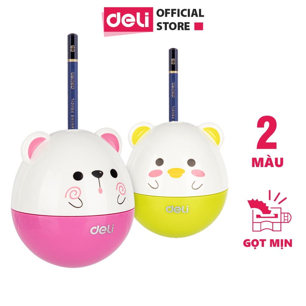 [HỌA CỤ DELI] Gọt chì mini Deli - Hình dáng ngộ nghĩnh đáng yêu - Xanh/Hồng - 1 chiếc