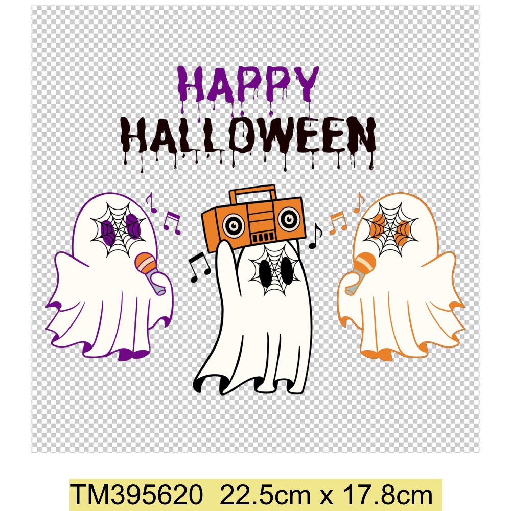 Happy Halloween Họa Tiết Gấu Truyền Nhiệt Viny Sắt Trên Halloween Miếng Dán Cho Áo Sơ Mi Quần Áo Cho Trẻ Em