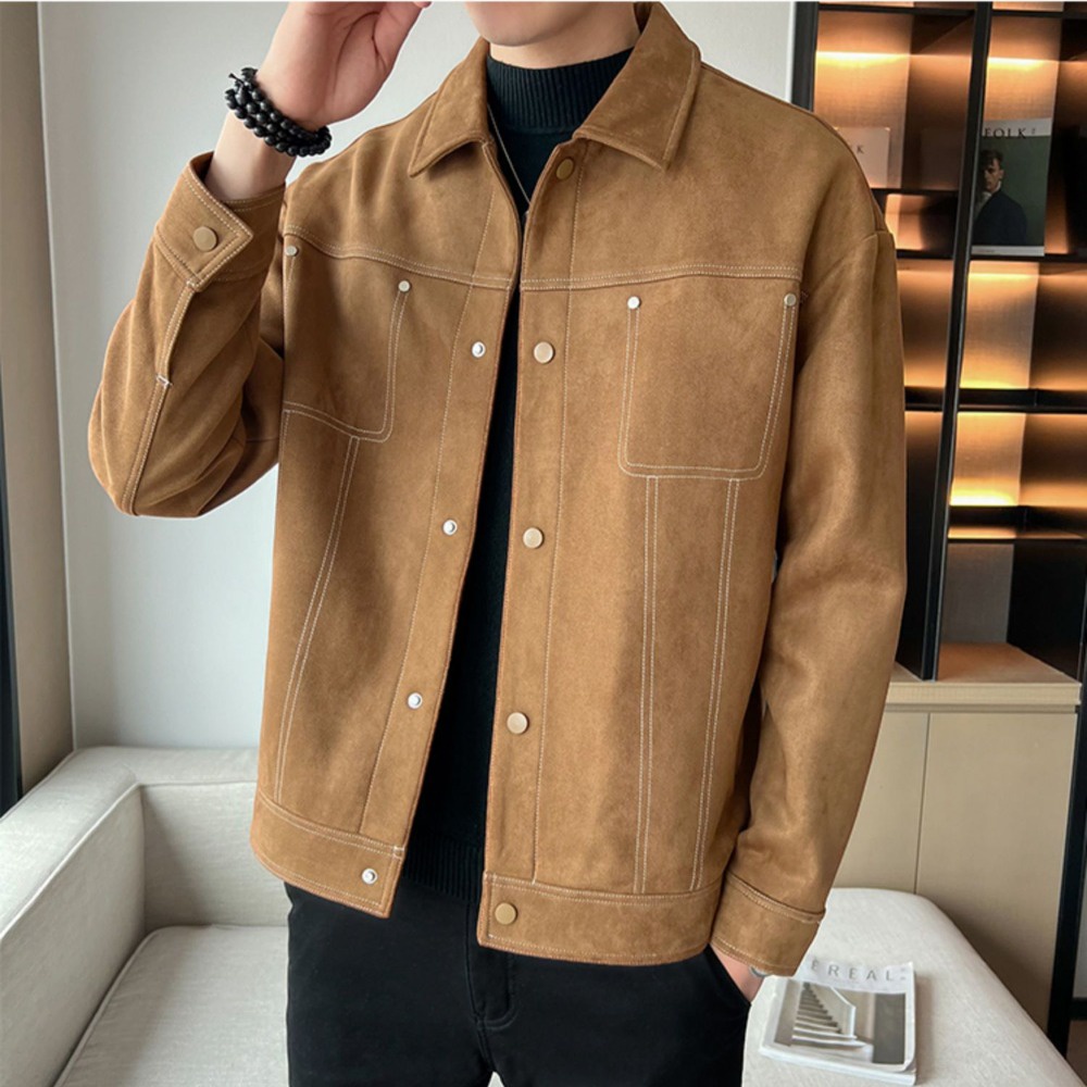 Áo Khoác Da Lộn Phong Cách Thời Trang Xuân Thu 2023 Mới