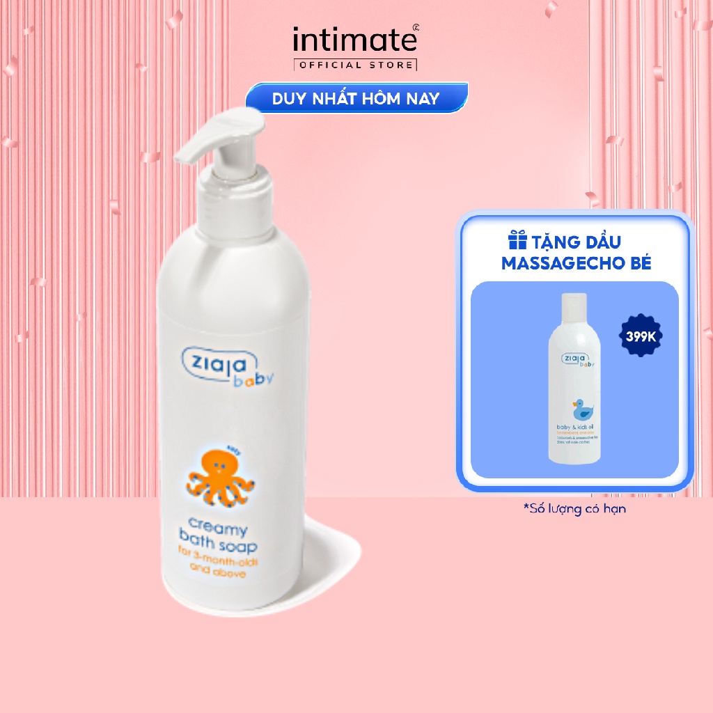 Tắm Gội 2in1 Cho Trẻ Từ 3 Tháng Tuổi ZIAJA Baby Creamy Bath Soap Giúp Dưỡng Ẩm, Làm Sạch Nhẹ Nhàng 300ml