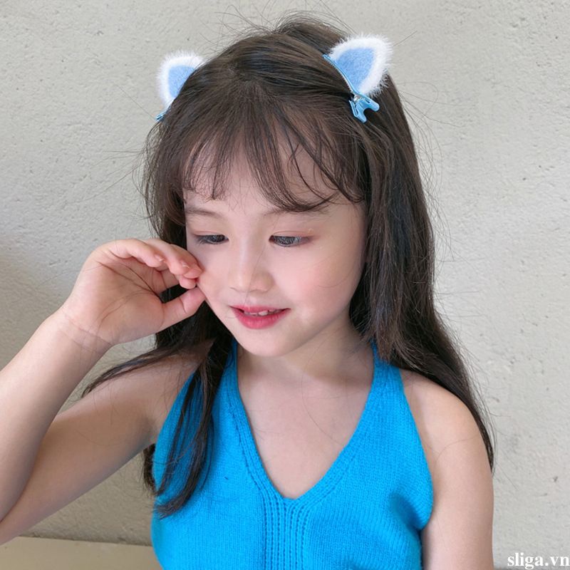 💌💌Kẹp Tóc Tai Mèo Bằng Lông Nhung Dễ Thương Xinh Xắn Dành Cho Bé Gái