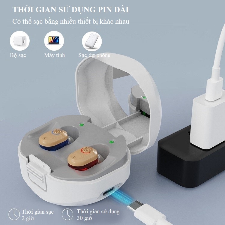 Tai Nghe Trợ Thính Không Dây Techtrend  WB190603-Món Qùa Ý Nghĩa Dành Cho Người Thân .