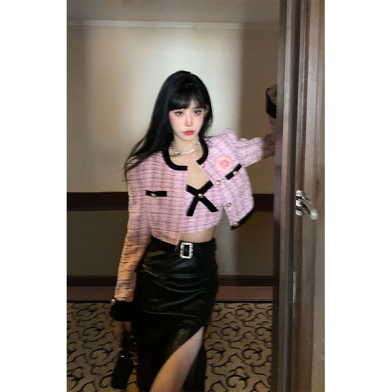 Aunt Áo Khoác cardigan Dáng Ngắn Thời Trang Mùa Thu 2023 Phong Cách Mới Ngọt Ngào Cho Nữ