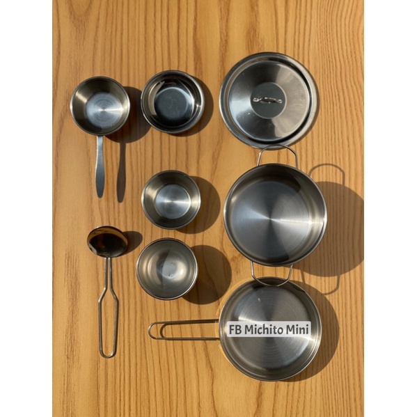Bộ nồi inox cho nấu ăn mini, miniature cooking 8 món