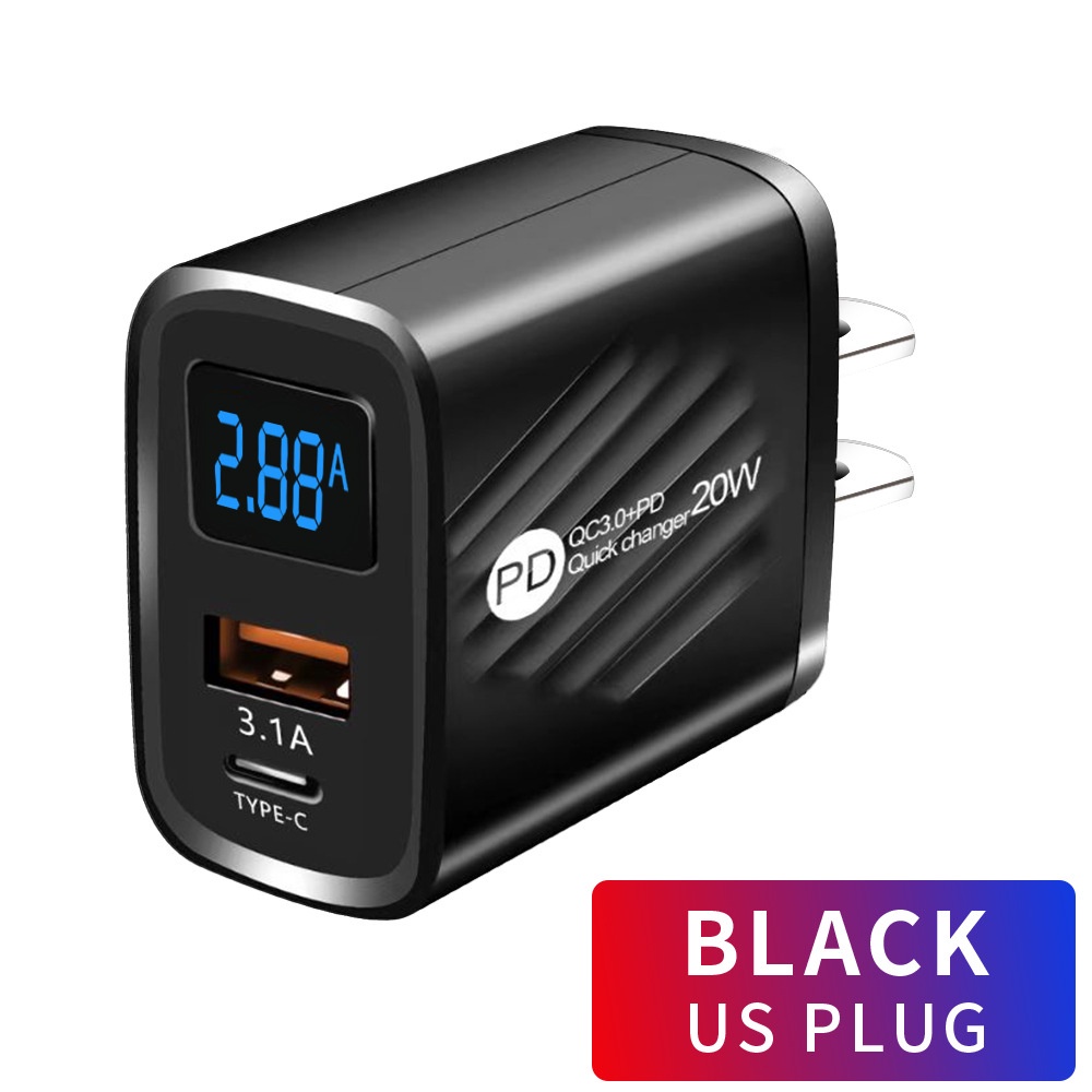 Adapter Sạc Pd 20W Usb Màn Hình Kỹ Thuật Số Sạc Nhanh Quick Charge 3.0 Cho Điện Thoại Iphone Xiaomi Samsung Fenghao.vn