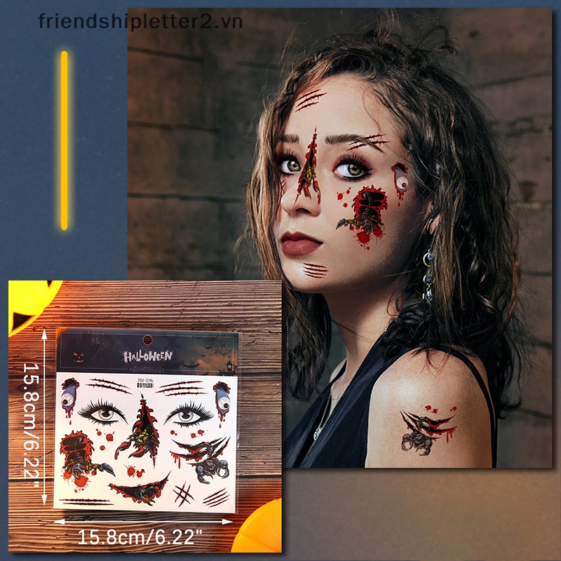 Hình Xăm Dán Vết Máu Kinh Dị Chống Nước Hóa Trang halloween