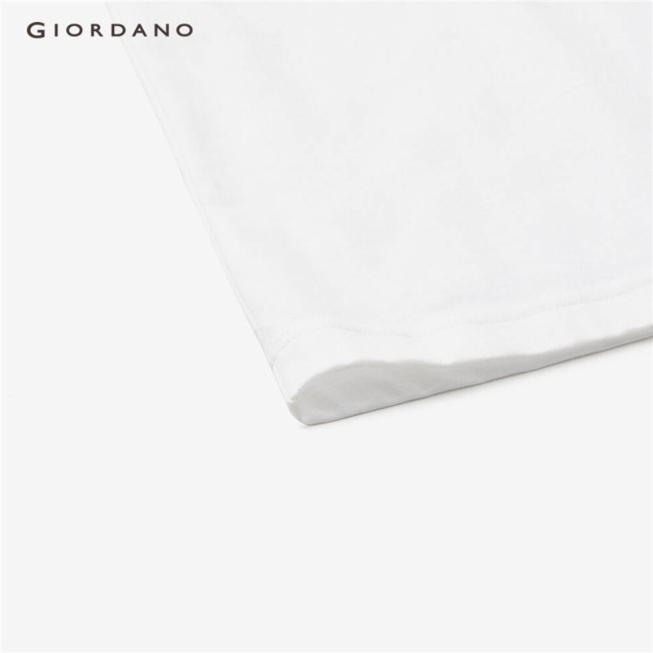 Áo thun nam GIORDANO cotton cổ tròn tay ngắn màu trơn 01023419