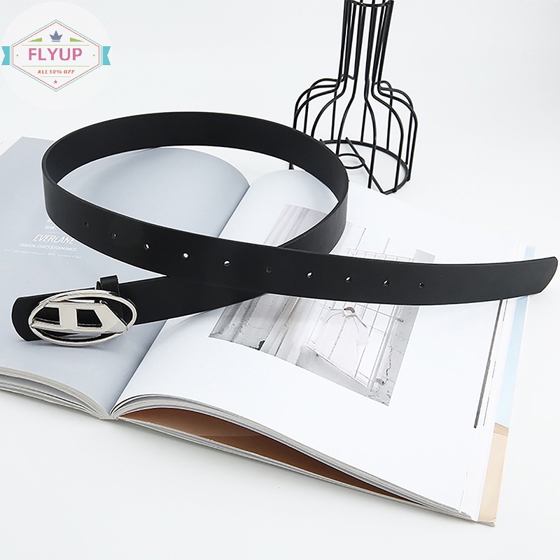 Flyup Thắt Lưng Da pu Khóa oval Kim Loại Thời Trang vintage Dành Cho Nam Và Nữ vn