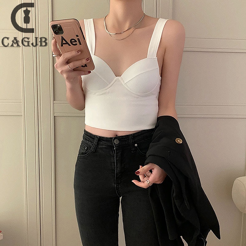 Áo hai dây Không Tay Màu Trơn Ôm Dáng Gợi Cảm Mùa Hè Hàn Quốc Cho Nữ yomg