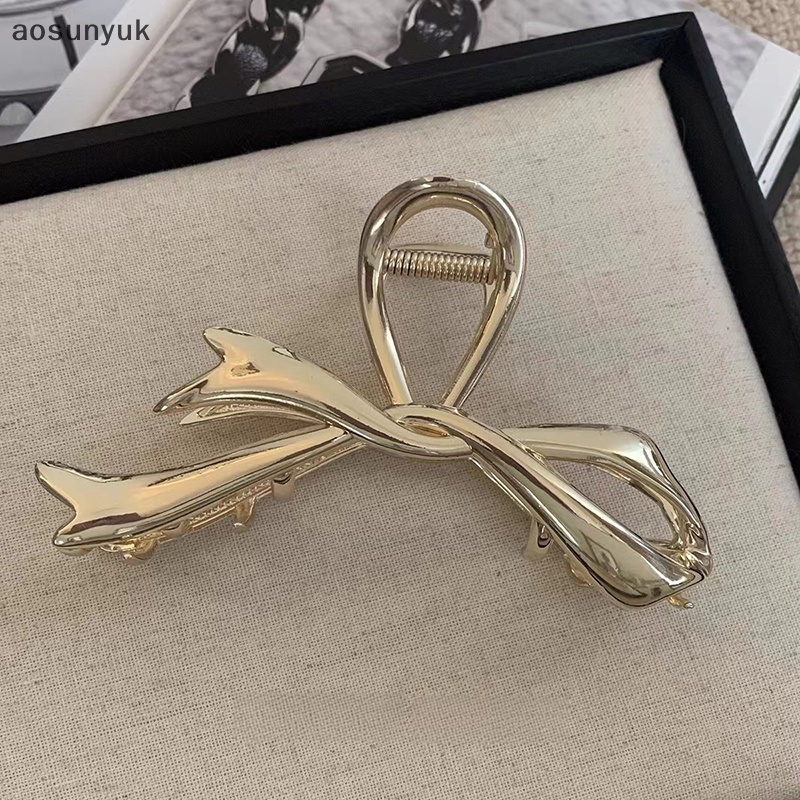 Aosunyuk 2023 Kẹp Tóc Bằng Kim Loại Hình Nơ / Cá Mập Bằng Bạc Phong Cách Móng Vuốt Nâng Cao