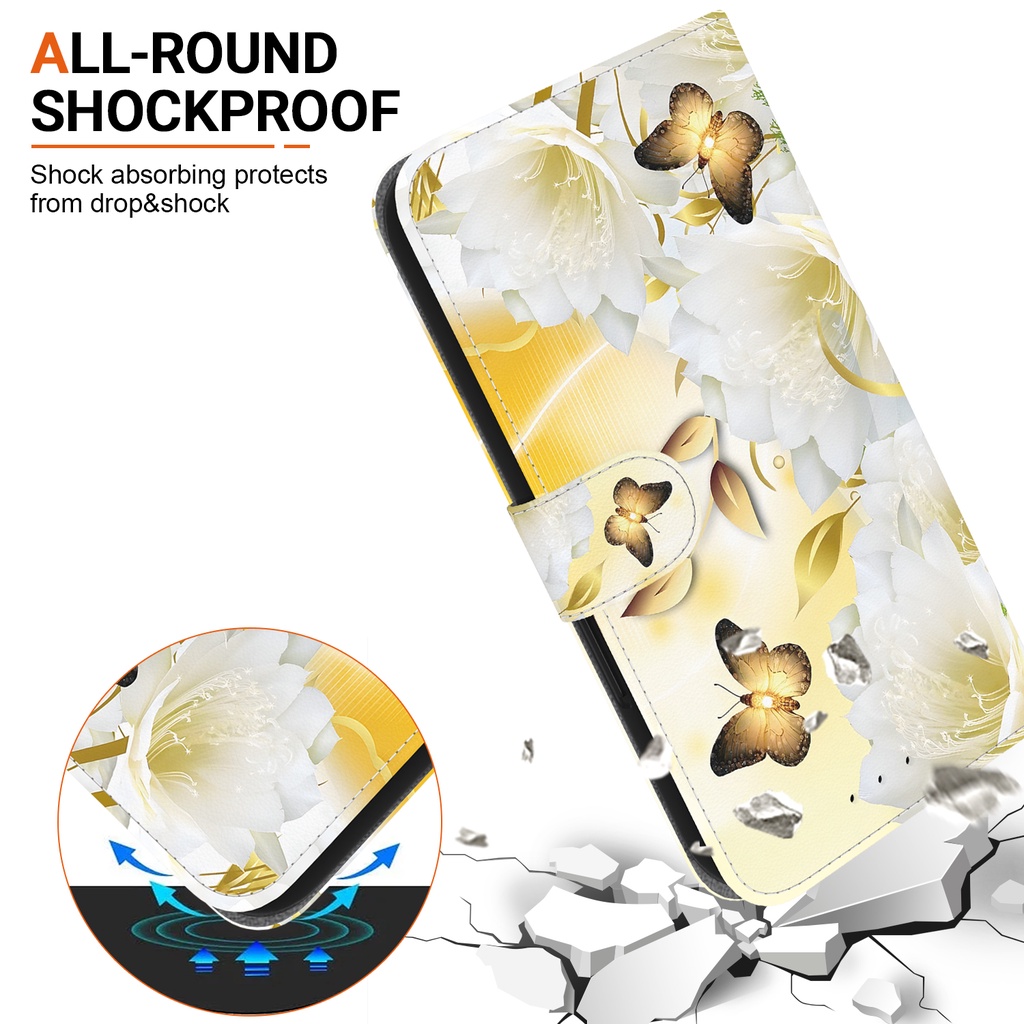Bao Da Điện Thoại Nắp Gập Có Ngăn Đựng Thẻ Vẽ Hình Hoa Anh Đào Cho oppo reno 10 5g 10pro 5g 9 9pro 8t 8 8pro 7z 8z 4g 5g Ốp