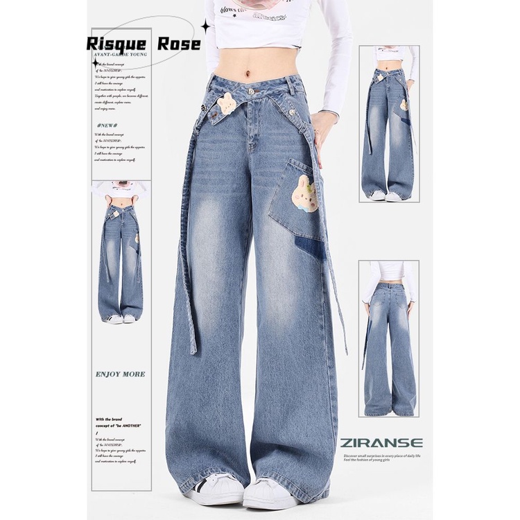 JIONGLI quần ống rộng quần nữ jean Trendy phổ biến Cute Thời trang WNK2300M3U 41Z231011