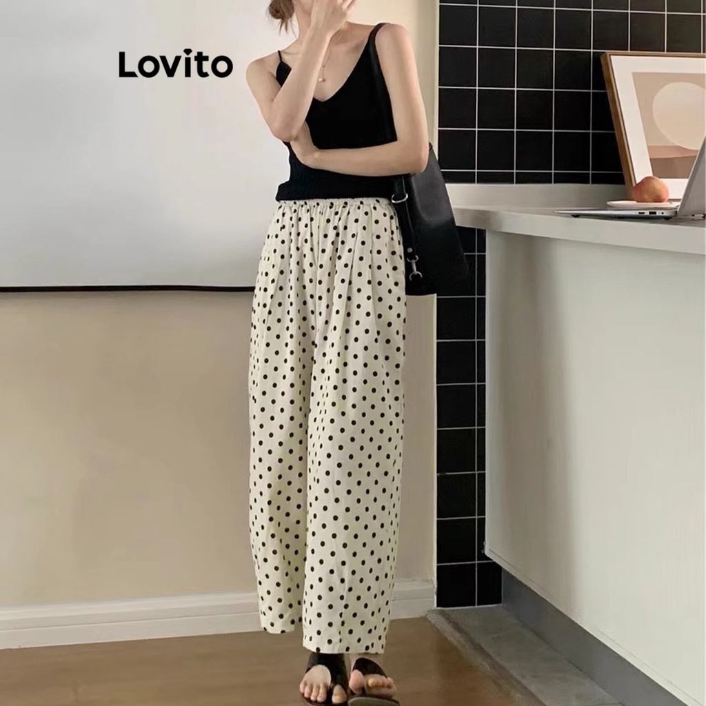 Lovito Quần chấm bi thông thường cho nữ LNA24080 (Nhiều màu)