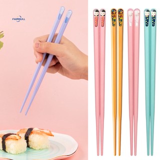 FAIRNULL Set 2 Đôi Đũa Nhựa Chống Trượt Phong Cách Trung Hoa Dễ Thương Có Thể Tái Sử Dụng Cho Bé Tập Ăn
