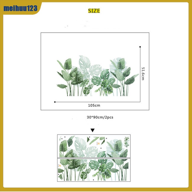 Mei Nhãn Dán Trang Trí Tường Họa Tiết Lá Xanh Nghệ Thuật