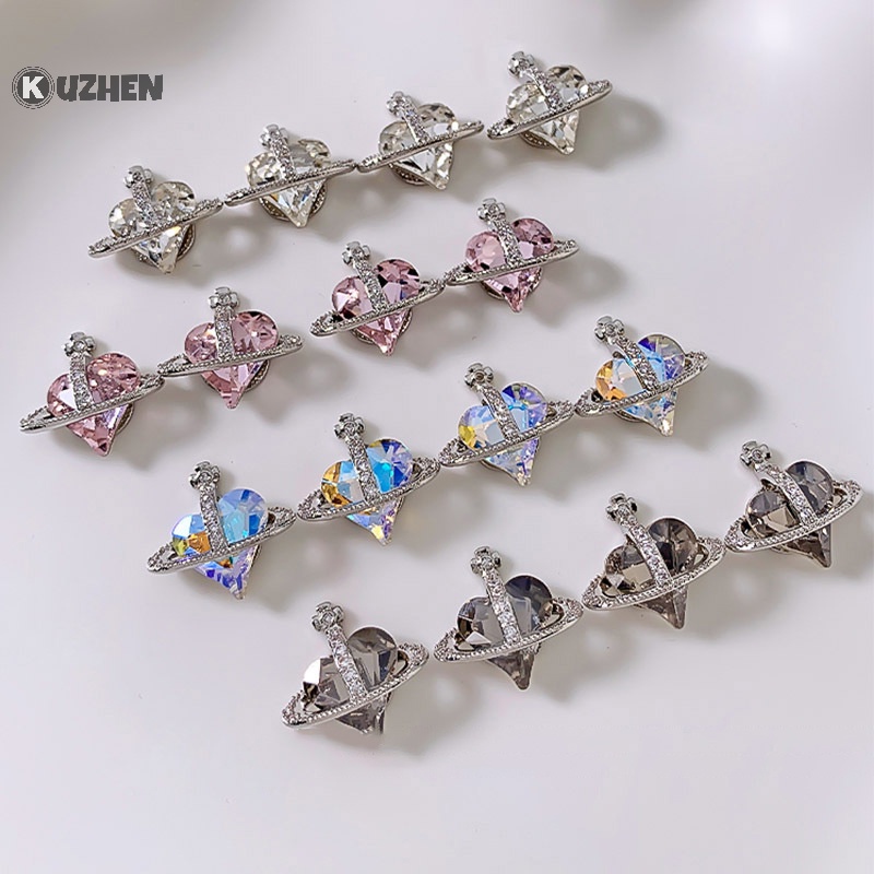 Kuzhen Bộ 5 Đá Hợp Kim 3d Siêu Lấp Lánh Hình Trái Tim Hành Tinh Khử Mùi Trang Sức