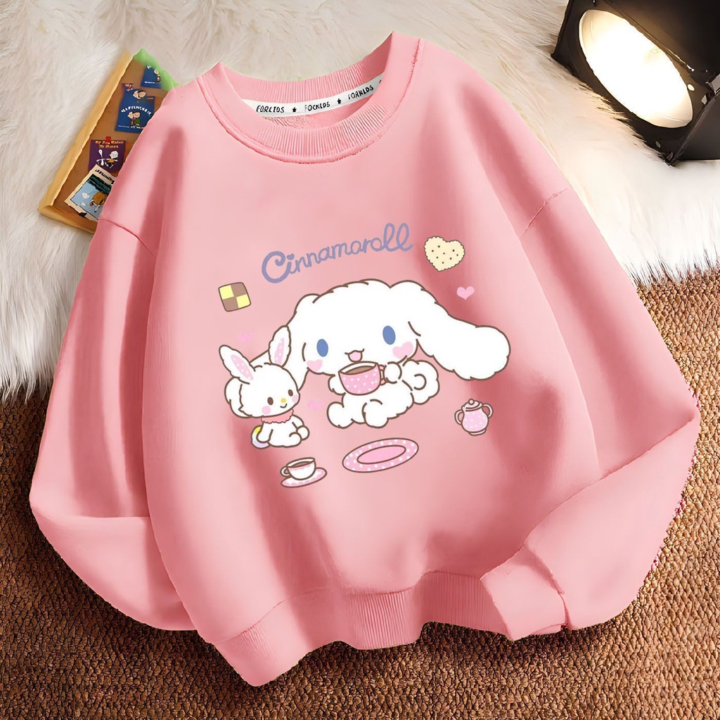 Áo Sweater Cổ Tròn Tay Dài In Hoạt Hình cinnamoroll Dễ Thương Thời Trang Mùa Thu Cho Bé Gái