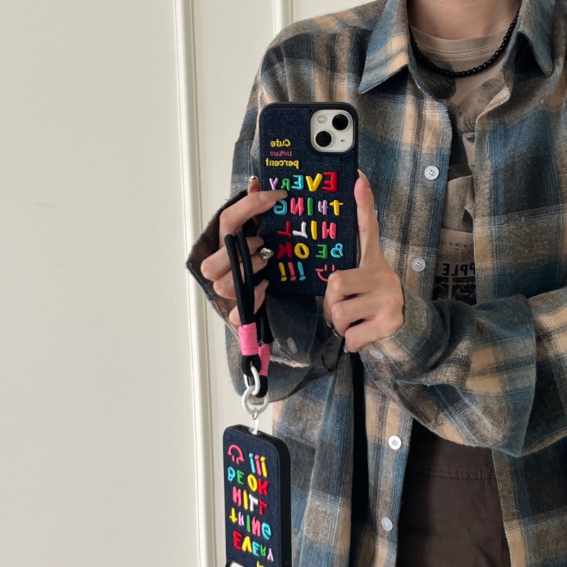 Ốp Điện Thoại denim Thêu Chữ Cho iphone 11 12 13 14 15 12pro 13pro 14pro 15pro 12promax 13promax 14promax 15promax iphone 13