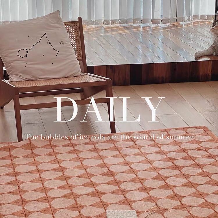 Thảm Trải Sàn Họa Tiết Kẻ Ô Màu Sắc Ấm Áp Phong Cách Pháp