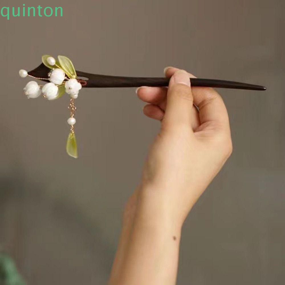 Trâm Cài Tóc Bằng Gỗ Đính Hoa Đơn Giản Phong Cách Trung Quốc Cổ Điển Hàng Mới