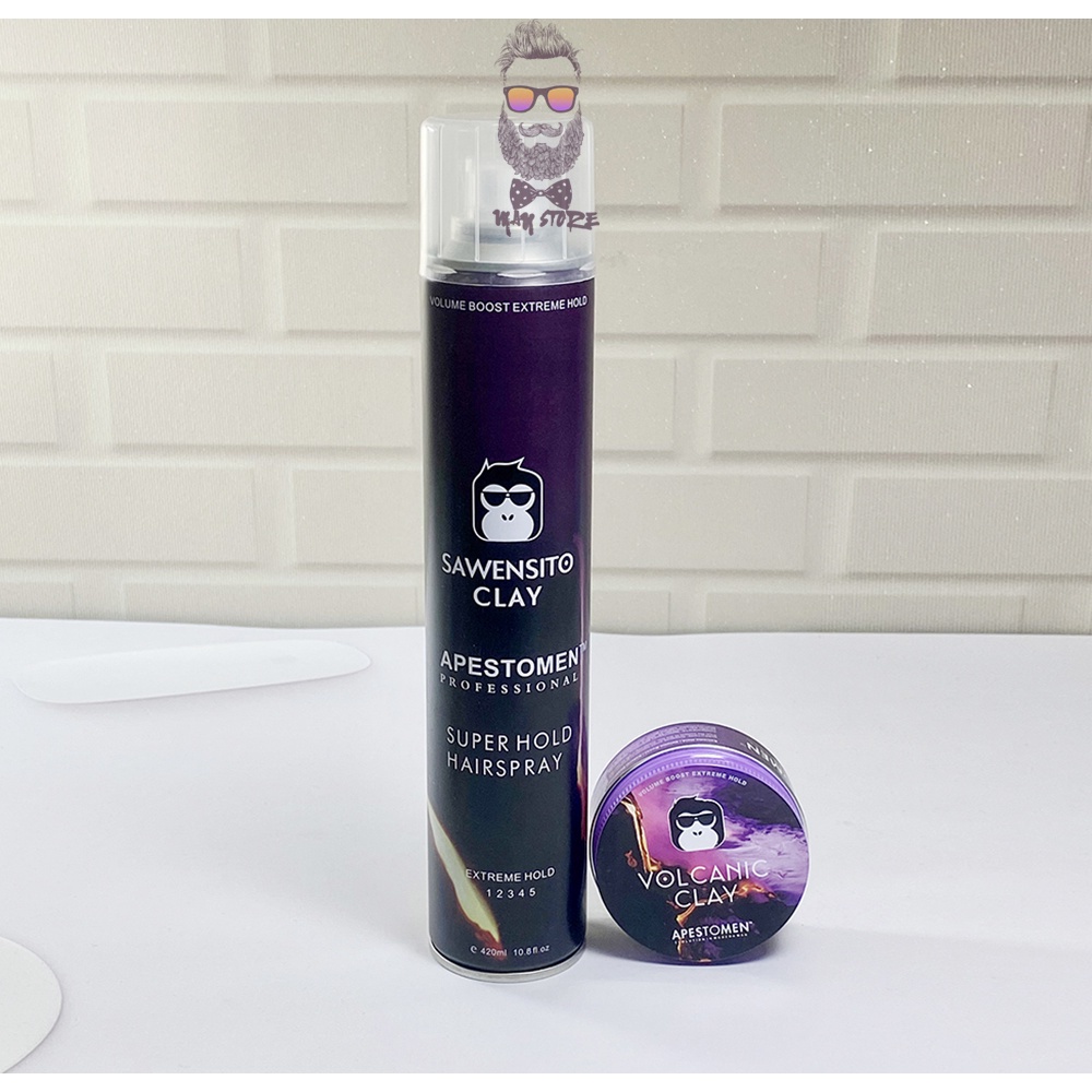 COMBO Gôm Sáp Volcanic Clay Tạo Kiểu Và Giữ Nếp Cho Tóc Cả Ngày Dài 80G + 420ml