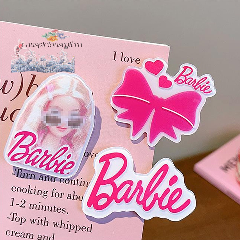 Auspiciousrui1 Kẹp Tóc Hình Búp Bê barbie Màu Đỏ Hồng Ngọt Ngào Cá Tính Cho Nữ
