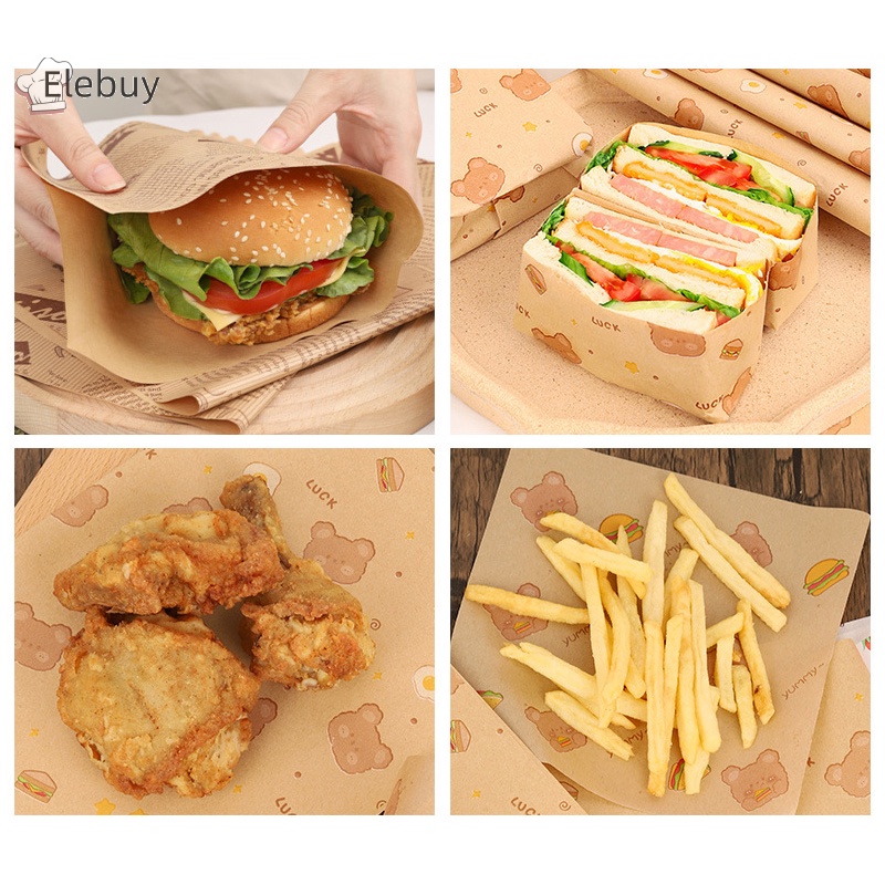 Bộ 50 Giấy Gói Bánh Mì sandwich Khoai Tây Chiên Chống Dầu