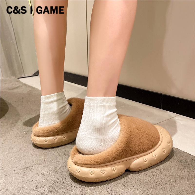 C＆S  dép nữ Dép bông Phủ Lông Dày Đế Cao 5cm Dễ Thương Thời Trang Mùa Thu Đông FDL23A0BEC 42Z231018
