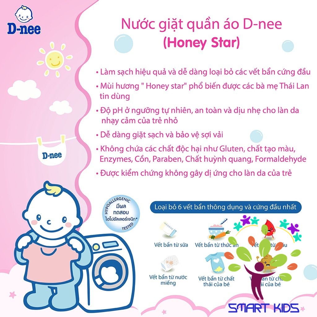 Nước giặt quần áo em bé Dnee 3000ml