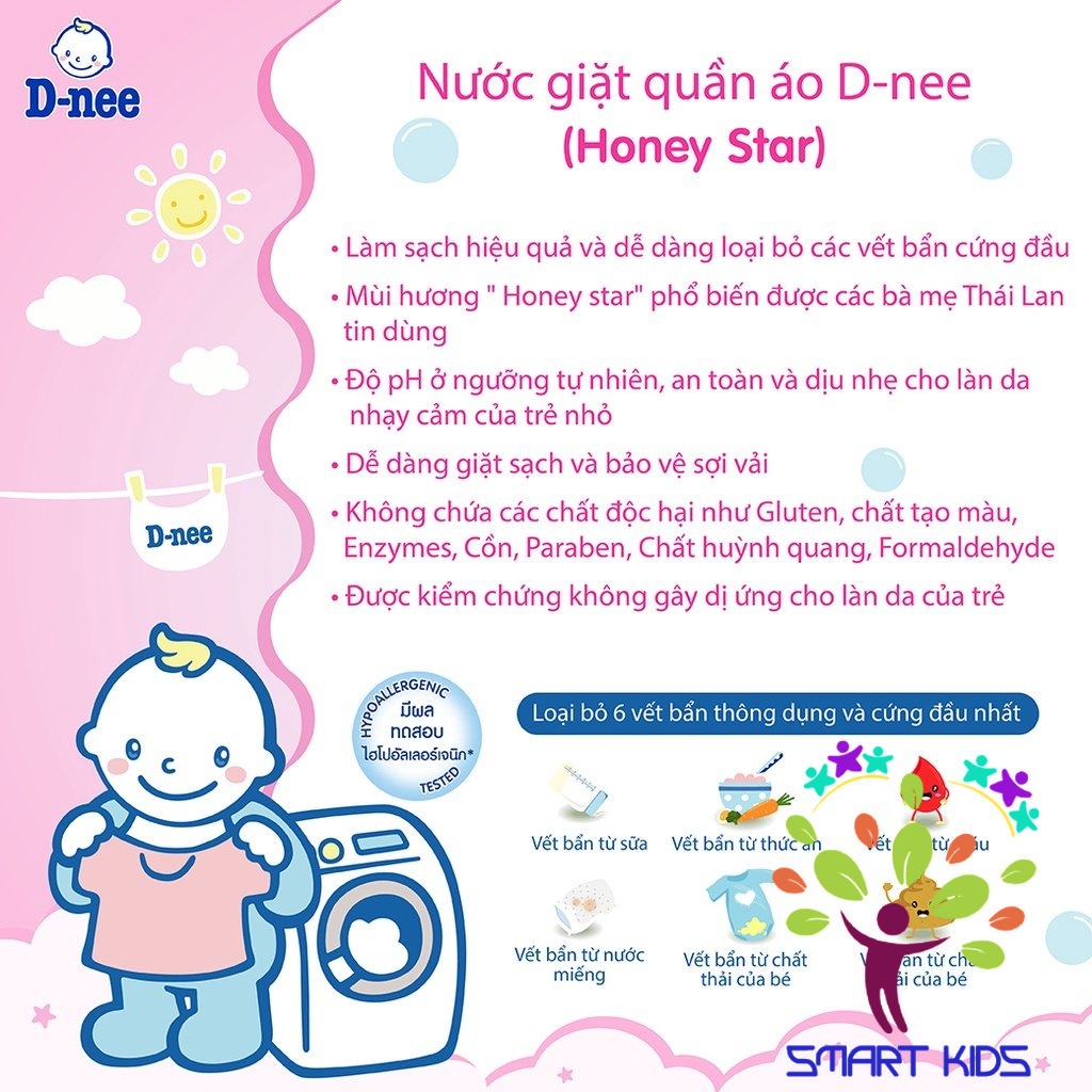 Nước giặt quần áo em bé Dnee 3000ml (Chính hãng có tem Đại Thịnh)