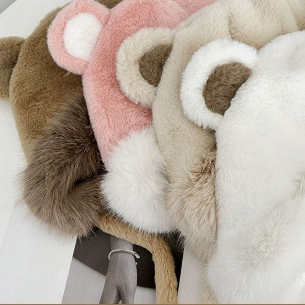 Quillan Mũ beanie Trùm Tai Giữ Ấm Mùa Đông Thiết Kế Tai Gấu Bông Xinh Xắn