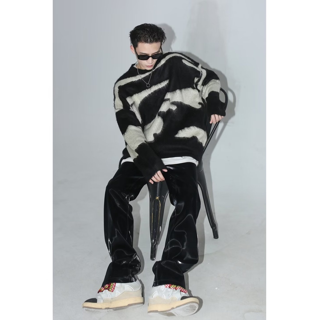Áo sweater Dáng Rộng Họa Tiết Kẻ Sọc Phong Cách Nhật Bản Thời Trang Cao Cấp Cho Nam