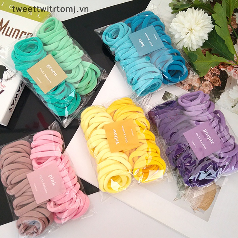 Set 50 Dây Buộc Tóc Co Giãn Nhiều Màu Sắc Cho Bé Gái vn