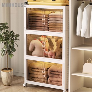 MiniHouse Thùng lưu trữ có thể xếp chồng gập lại gấp chống bụi Sắp nắp đậy 4 bánh xe di chuyển Dung tích lớn dày