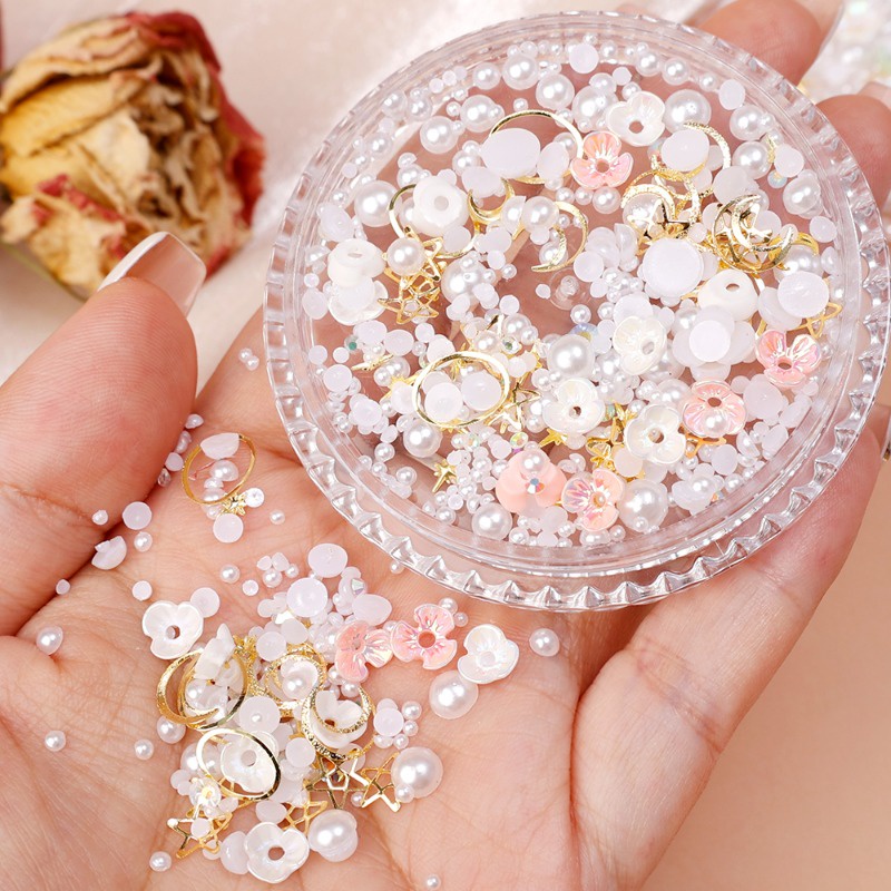 1 Hộp Nhãn Dán Trang Trí Mặt / Mắt / Cơ Thể Hình Bướm Đính Ngọc Trai Lấp Lánh diy