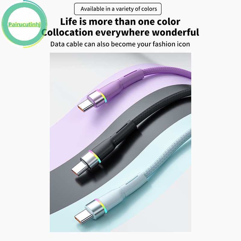 Dây Cáp Sạc Nhanh parucutin 6a 120w usb type c Có Đèn led Cho huawei p30 p20 xiaomi 13 12 pro poco oneplus 11 10 redmi oppo vn