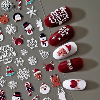  ♕ Nail Art Nhãn dán móng tay Giáng sinh 5d Yếu tố phù điêu Hình dán bông tuyết ông già Noel Tiệc tùng Lễ hội Trang trí móng tay Dụng cụ làm móng tay cho cửa hàng làm móng NỘI THẤT 