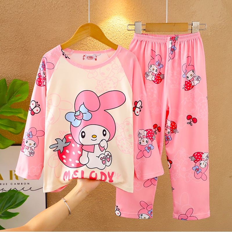 Bộ Đồ Ngủ Tay Dài Mỏng Nhẹ In Họa Tiết Hoạt Hình Dễ Thương Thời Trang Mùa Hè Cho Bé Trai Và Gái
