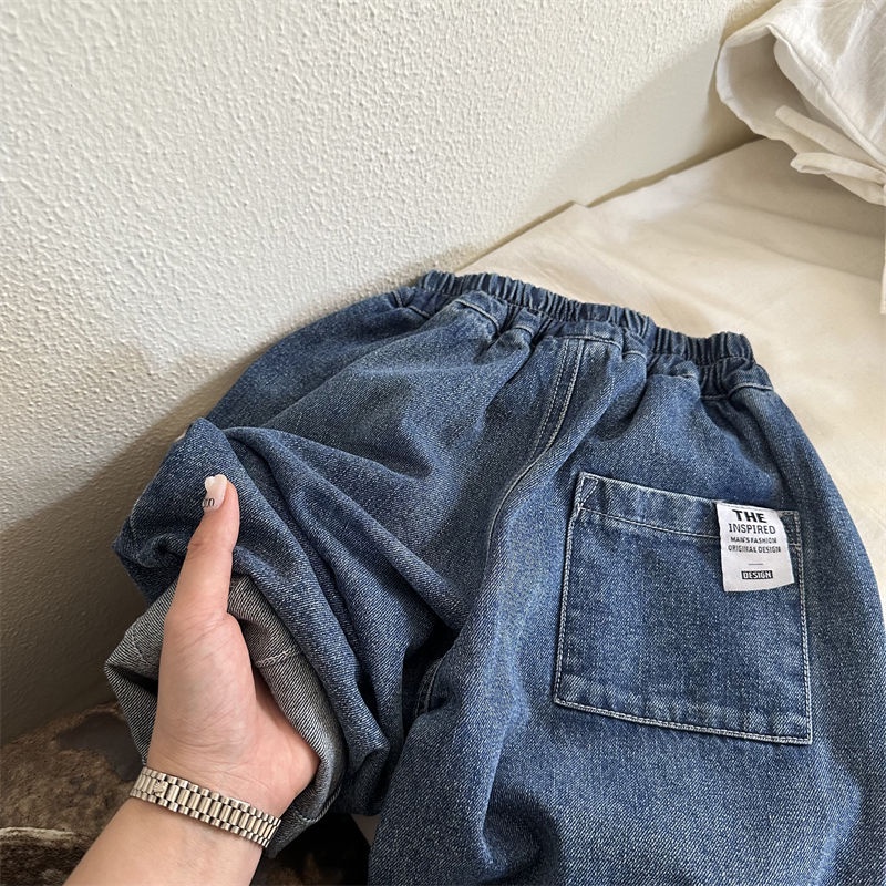 Quần Jean Dài Ống Rộng Màu Trơn Có Túi Lớn Mẫu Mới 2023 Dành Cho Bé Trai Bé Gái
